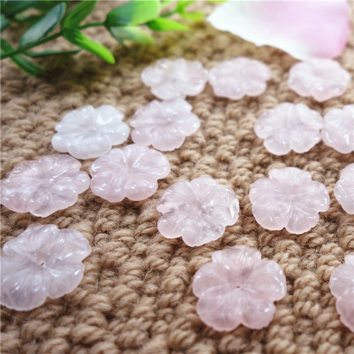 Rose Quartz Gemstone Flower Beads 28mm for Jewelry Setting