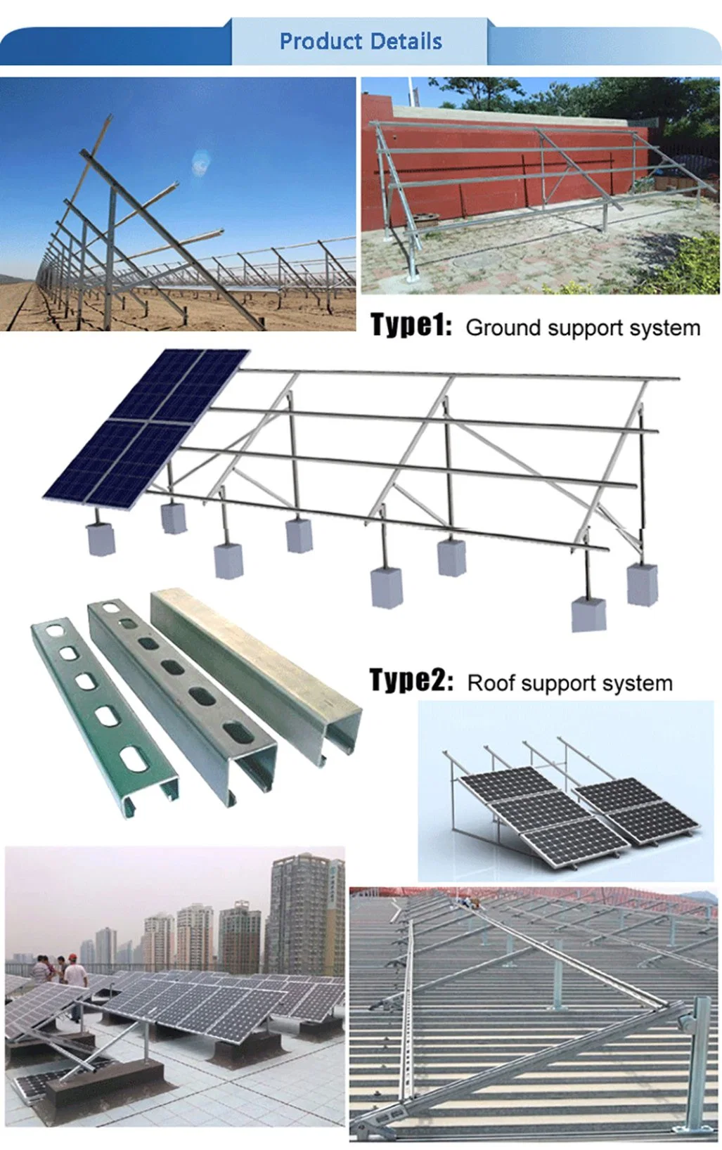 Ground Screw Photovoltaic Solar Mounting Structure System